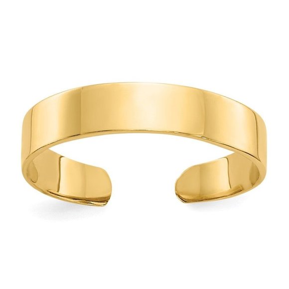14k Yellow Gold Solid Toe Ring Adjustable Polished Band - Picture 1 of 4